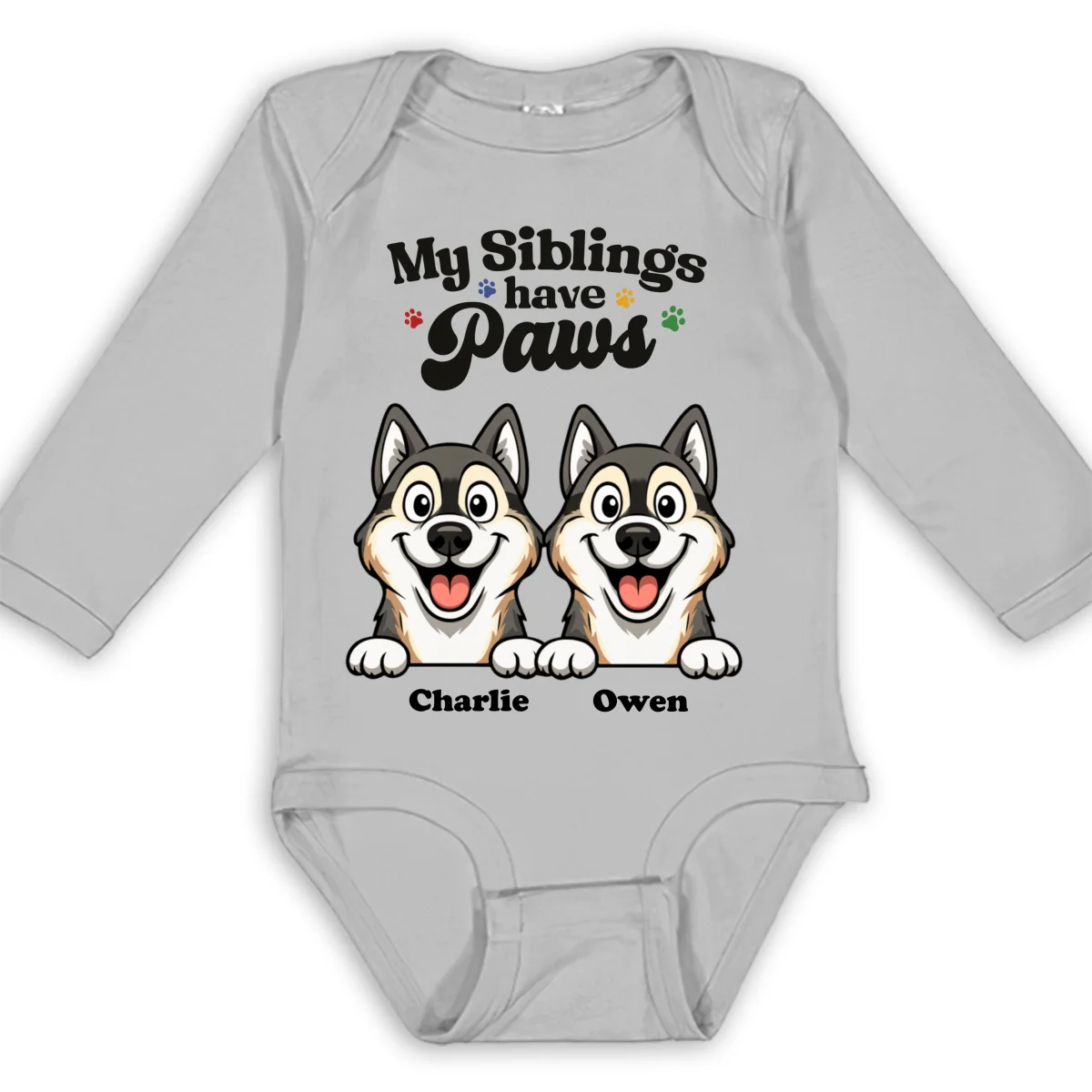 They Have Paws Pet Version - Personalized Custom Long Sleeve Baby Onesie - Image 7