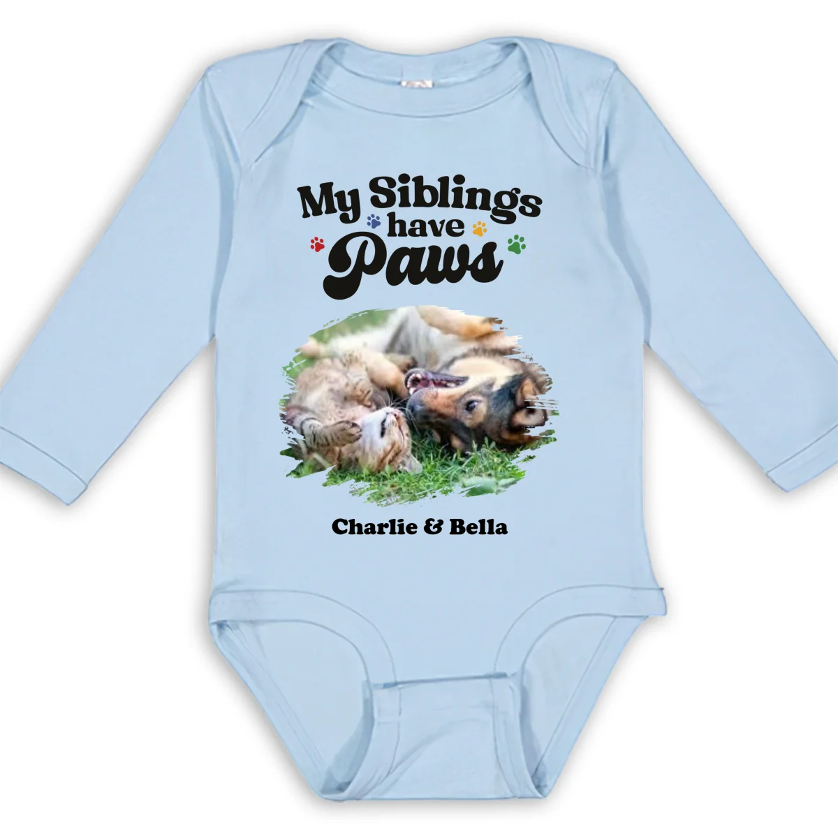 They Have Paws Pet Version Photo - Personalized Custom Long Sleeve Baby Onesie - Image 7
