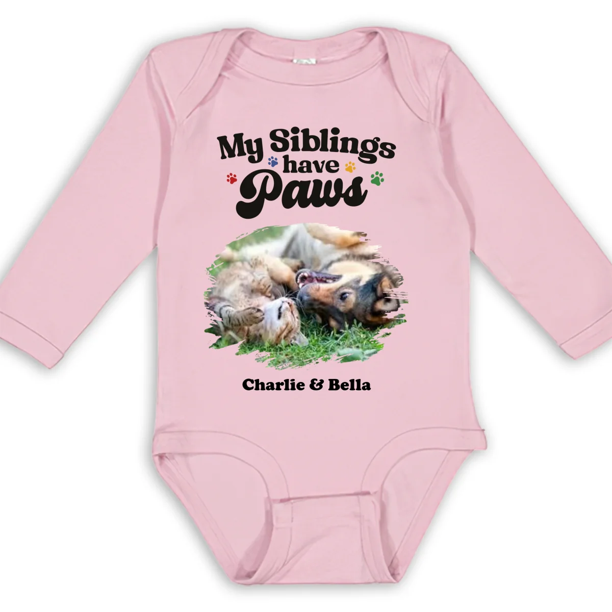 They Have Paws Pet Version Photo - Personalized Custom Long Sleeve Baby Onesie - Image 8