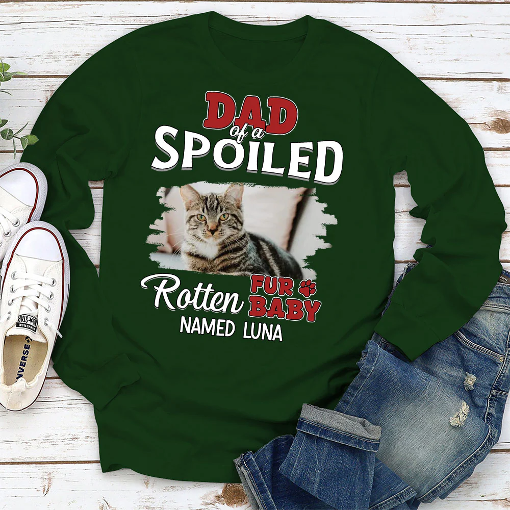 Thinking About My Spoiled Babies Dark Photo Ver - Personalized Custom Long Sleeve T-shirt - Image 3