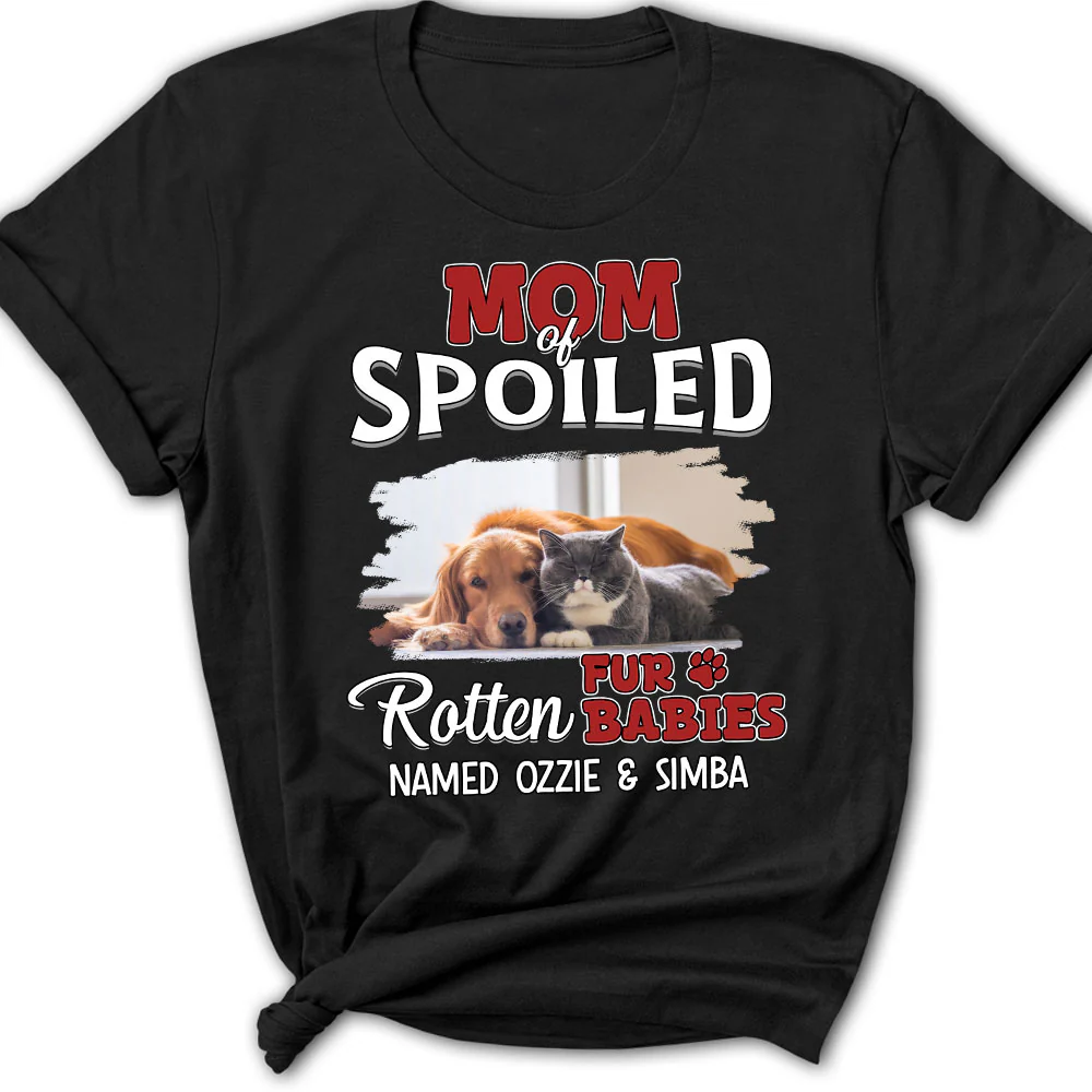 Thinking About My Spoiled Babies Dark Photo Ver - Personalized Custom Women's T-shirt