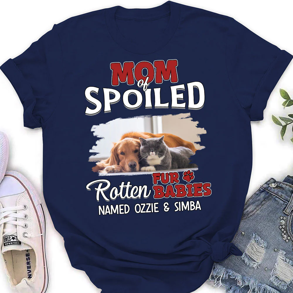Thinking About My Spoiled Babies Dark Photo Ver - Personalized Custom Women's T-shirt - Image 2