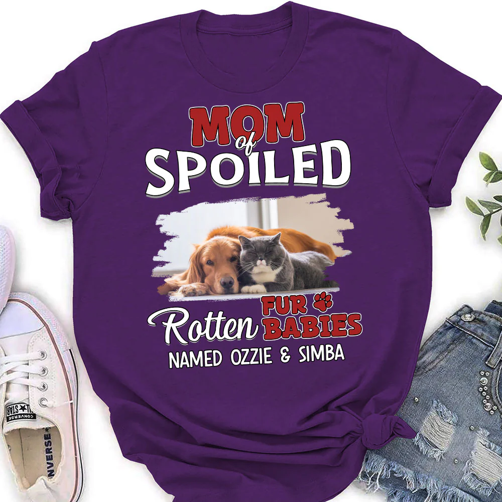 Thinking About My Spoiled Babies Dark Photo Ver - Personalized Custom Women's T-shirt - Image 3