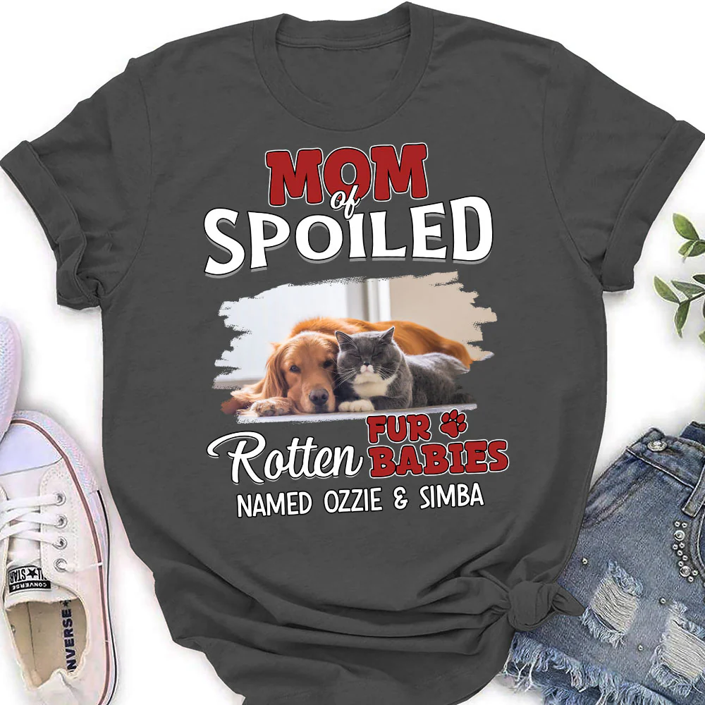 Thinking About My Spoiled Babies Dark Photo Ver - Personalized Custom Women's T-shirt - Image 4