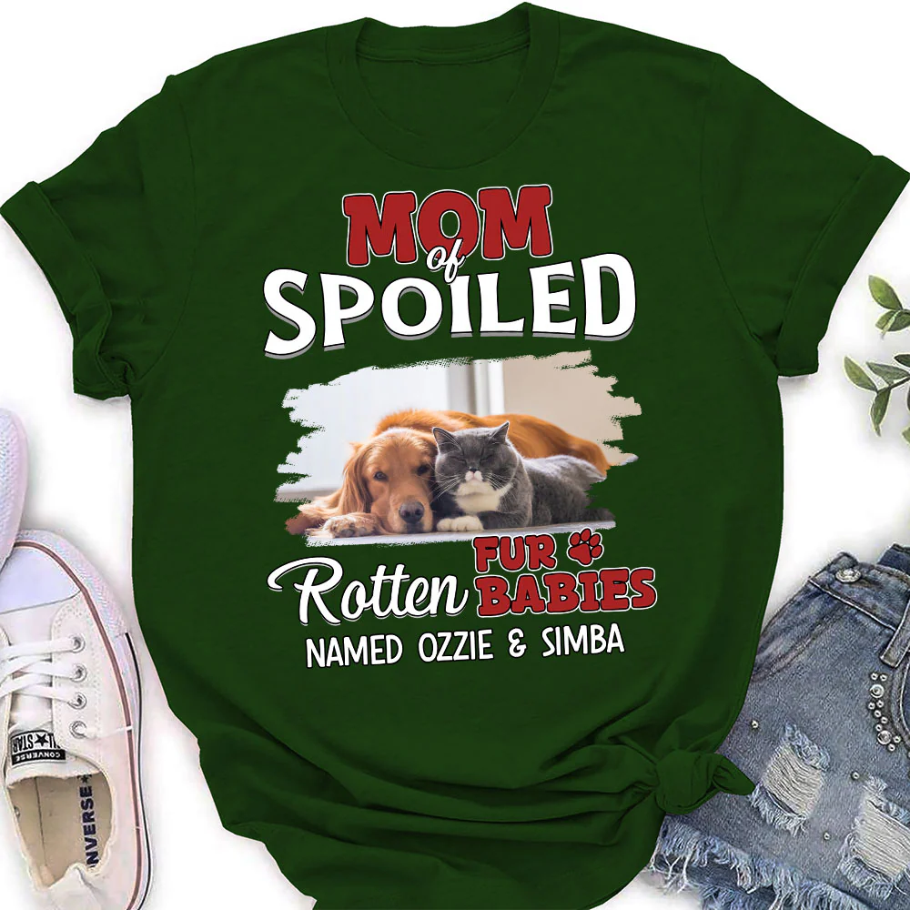 Thinking About My Spoiled Babies Dark Photo Ver - Personalized Custom Women's T-shirt - Image 5