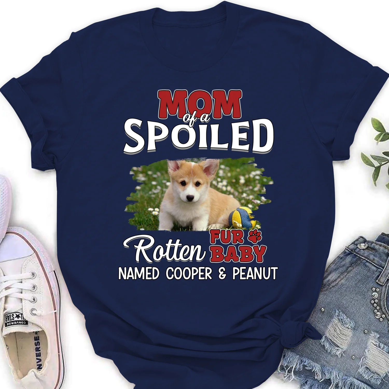 Thinking About My Spoiled Babies Dark Photo Ver - Personalized Custom Women's T-shirt - Image 8