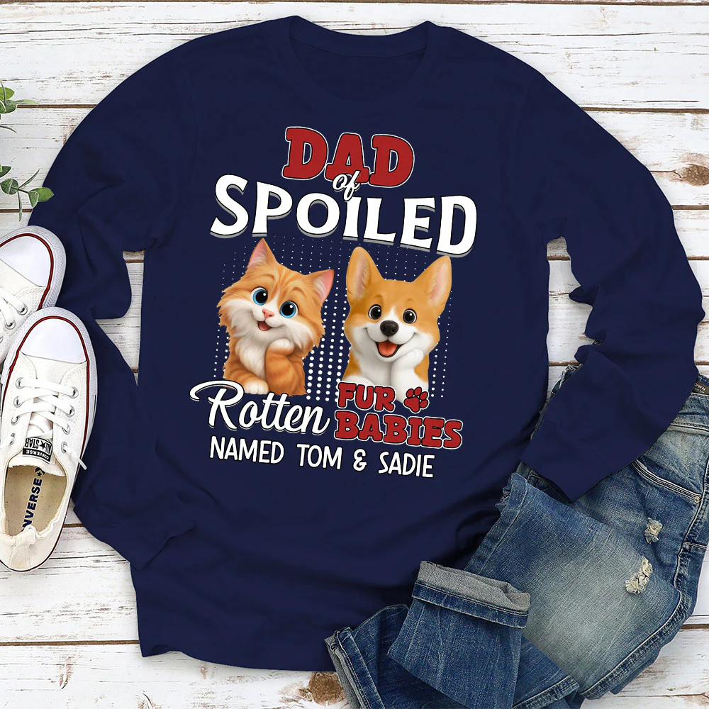 Thinking About My Spoiled Babies Dark Ver - Personalized Custom Long Sleeve T-shirt - Image 2