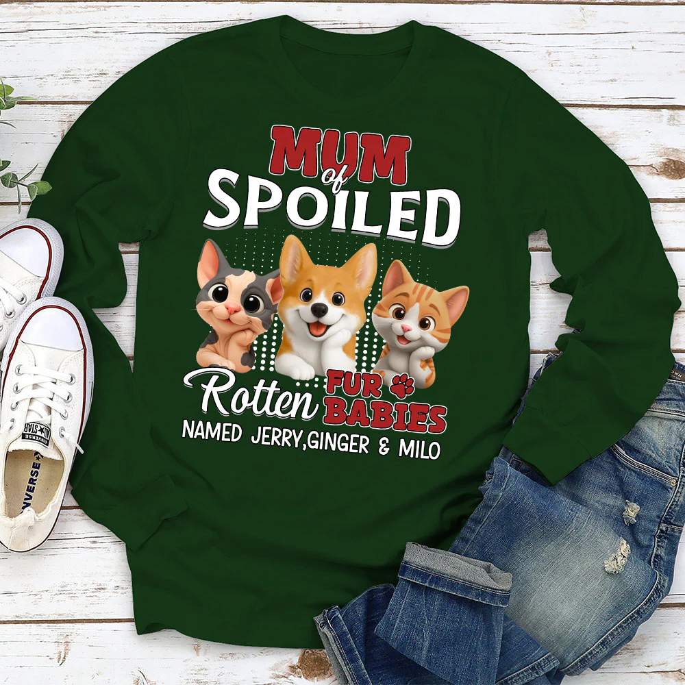 Thinking About My Spoiled Babies Dark Ver - Personalized Custom Long Sleeve T-shirt - Image 3
