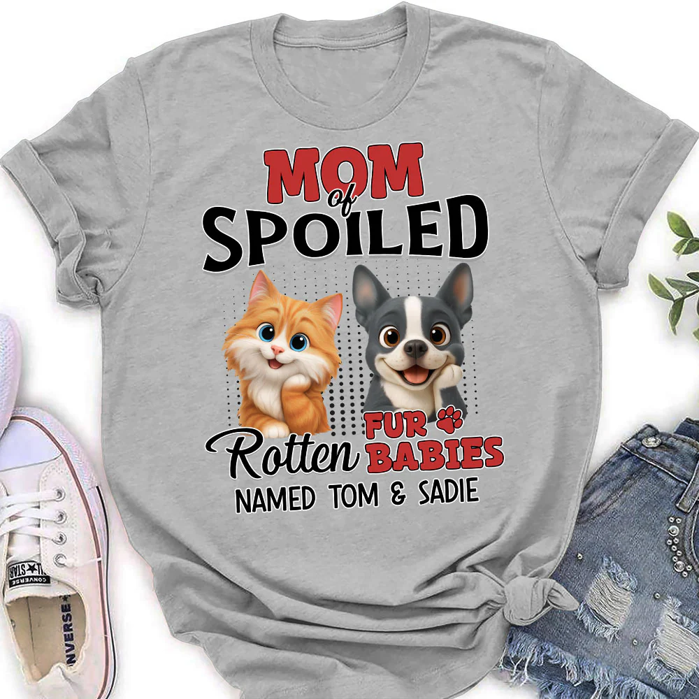 Thinking About My Spoiled Babies - Personalized Custom Women's T-shirt - Image 2