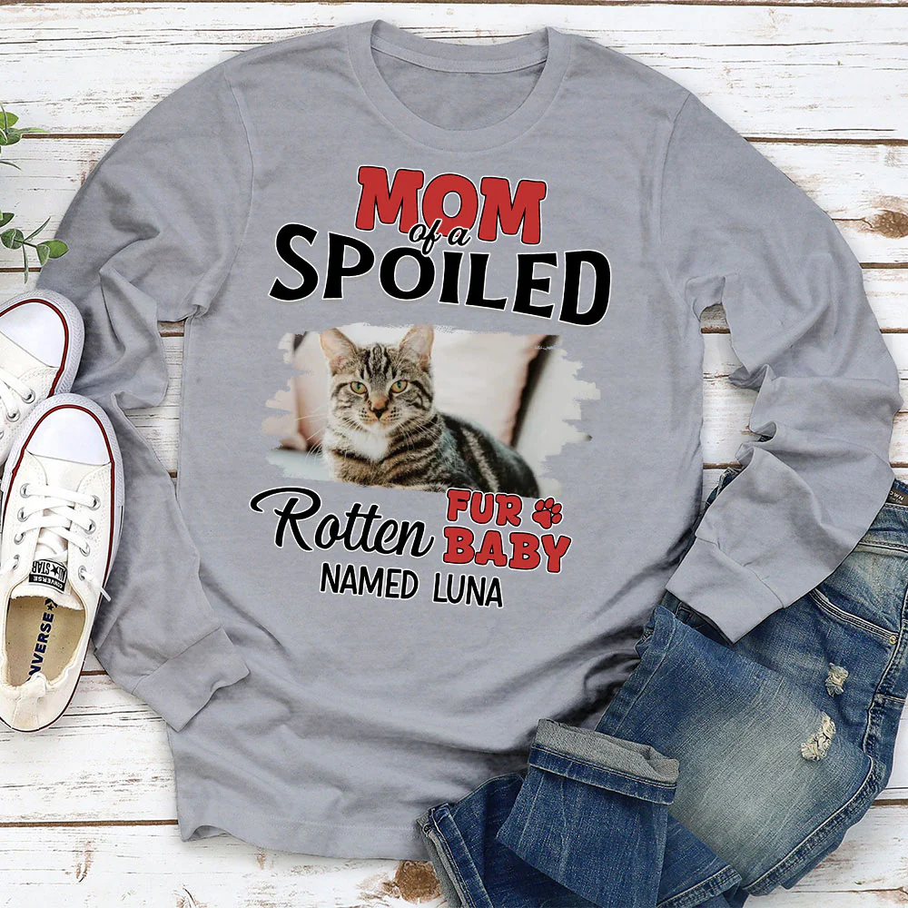 Thinking About My Spoiled Babies Photo - Personalized Custom Long Sleeve T-shirt - Image 2