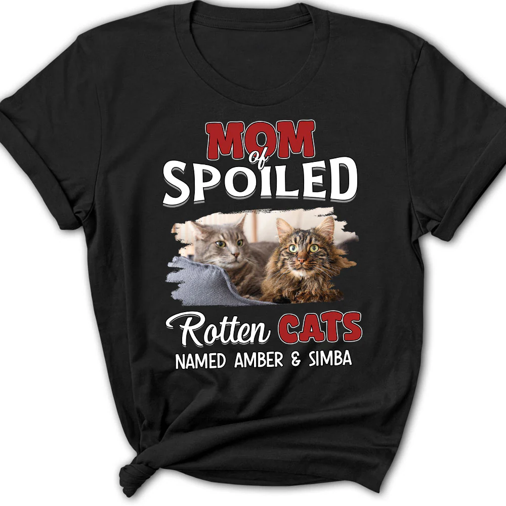 Thinking About My Spoiled Cats Dark Photo Ver - Personalized Custom Women's T-shirt