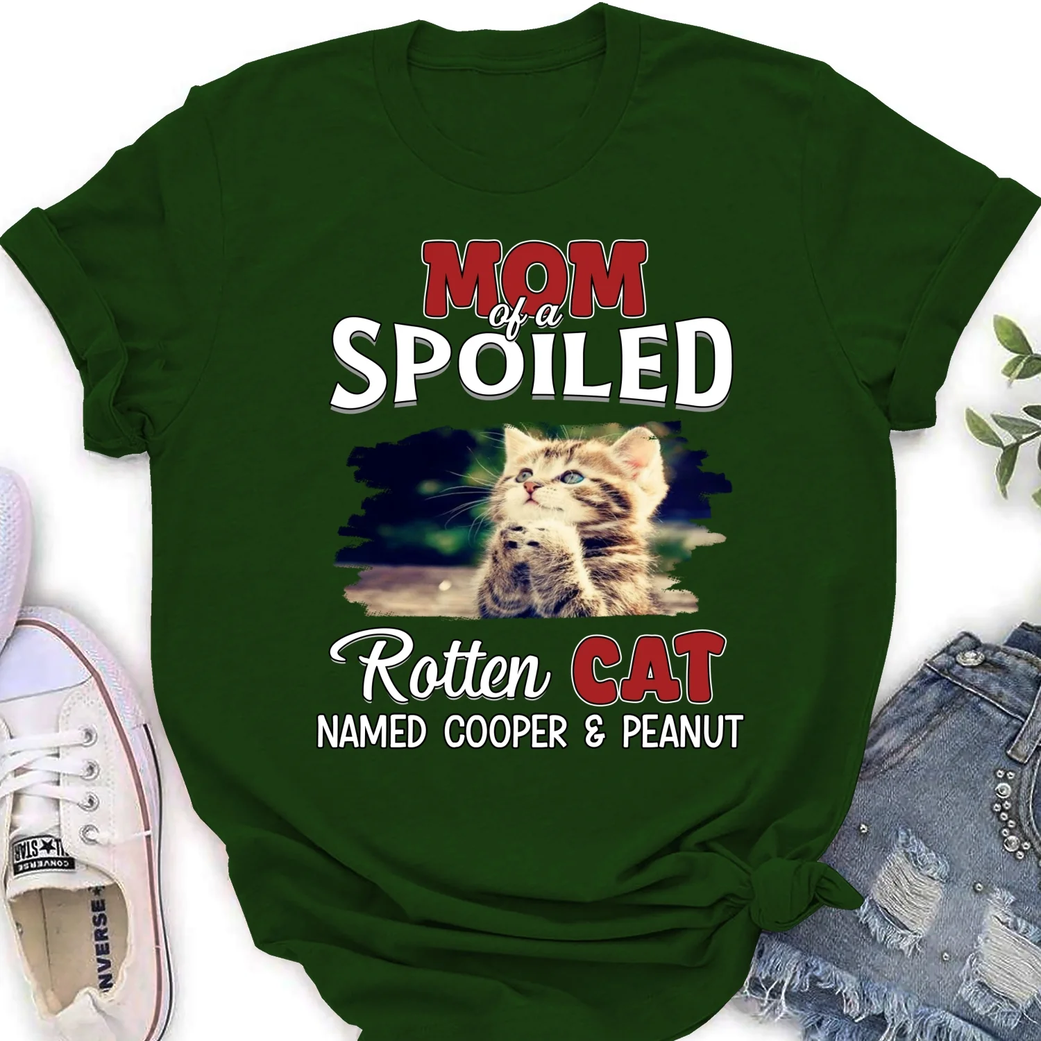 Thinking About My Spoiled Cats Dark Photo Ver - Personalized Custom Women's T-shirt - Image 9