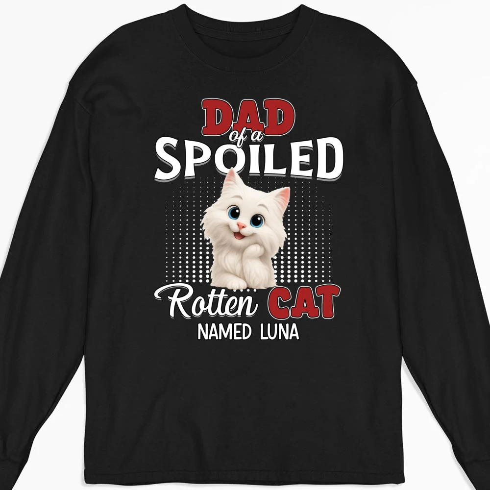 Thinking About My Spoiled Cats Dark Ver - Personalized Custom Long Sleeve T-shirt - Image 4