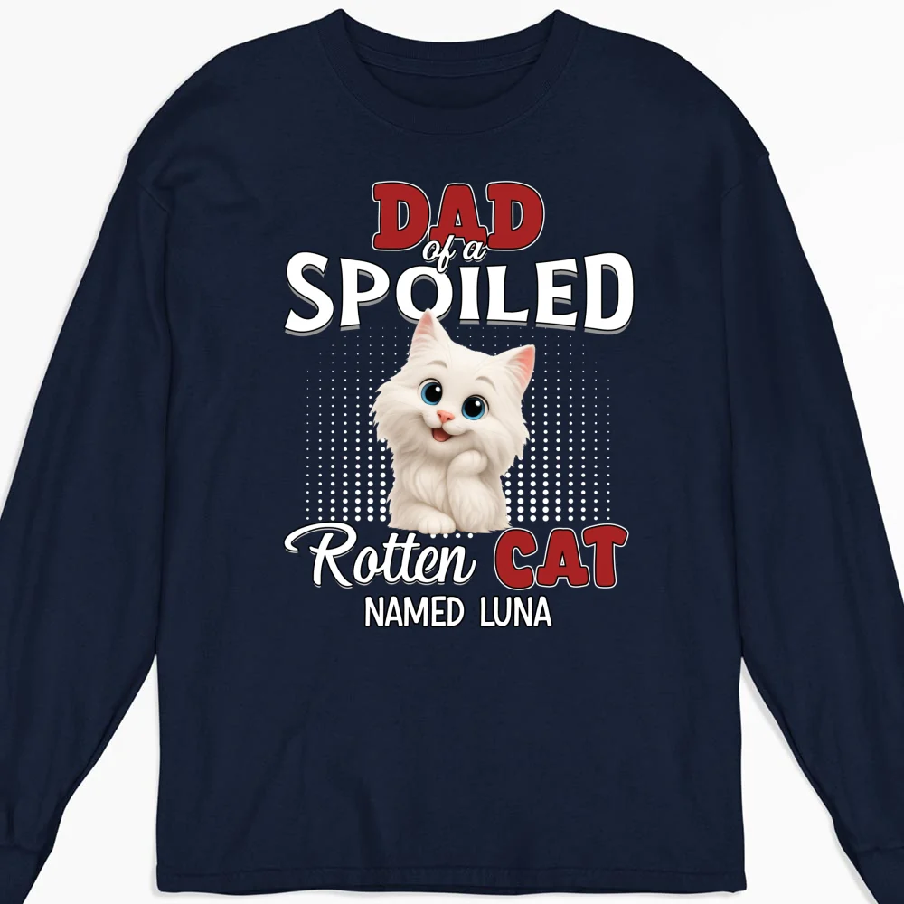 Thinking About My Spoiled Cats Dark Ver - Personalized Custom Long Sleeve T-shirt - Image 5