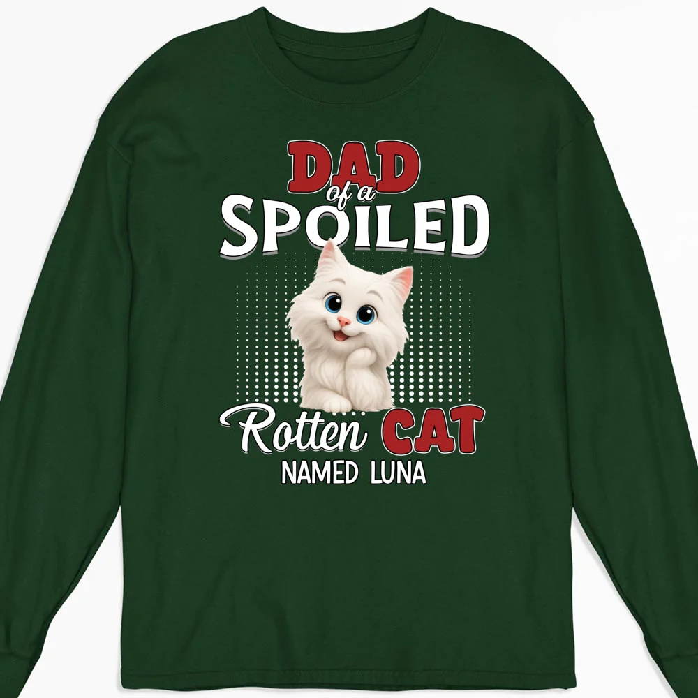 Thinking About My Spoiled Cats Dark Ver - Personalized Custom Long Sleeve T-shirt - Image 6