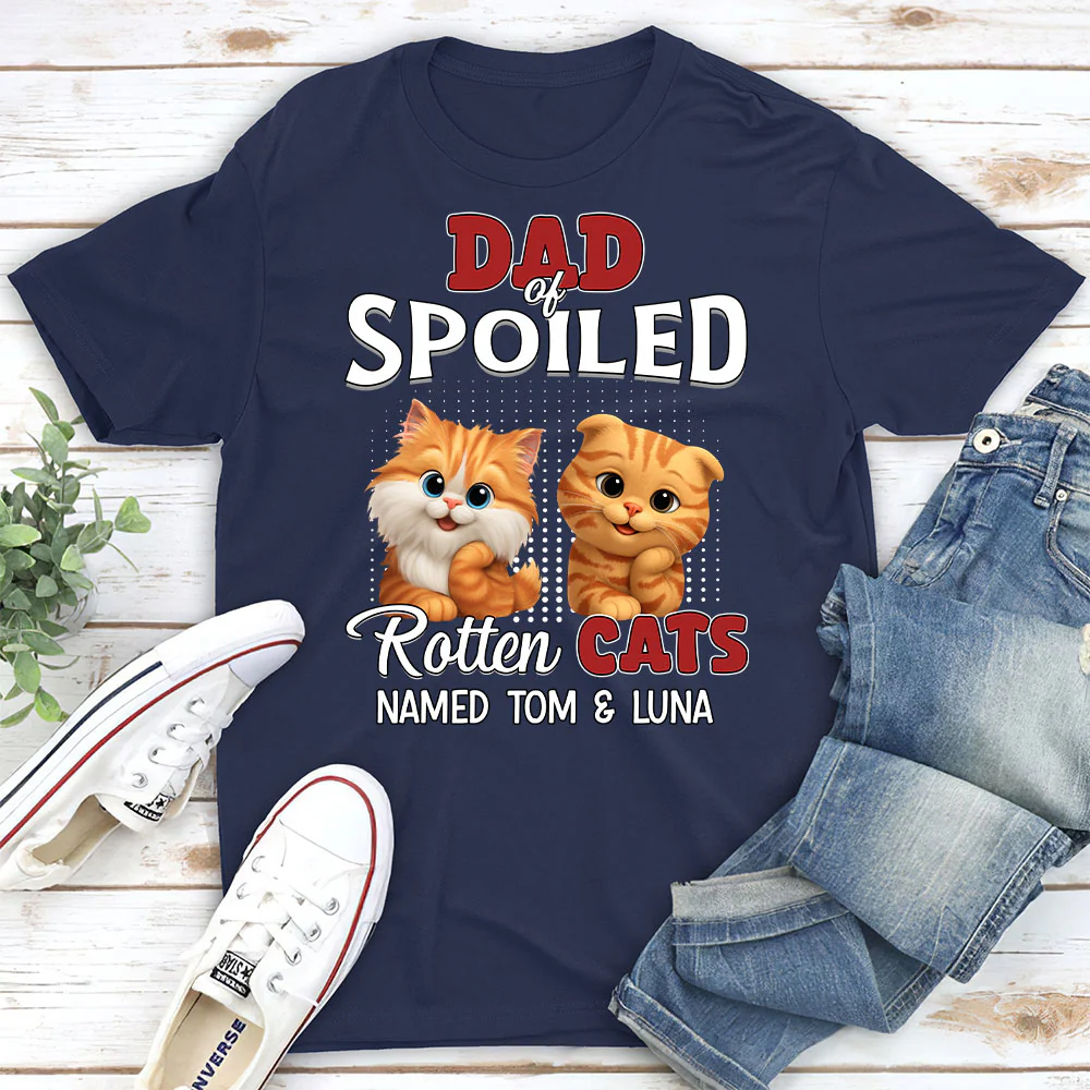 Thinking About My Spoiled Cats Dark Ver - Personalized Custom Unisex T-shirt - Image 2