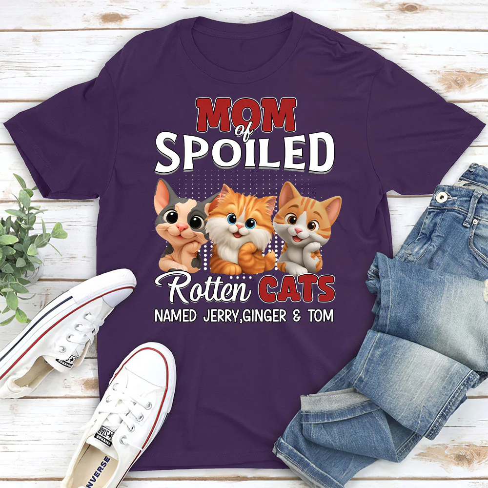 Thinking About My Spoiled Cats Dark Ver - Personalized Custom Unisex T-shirt - Image 3