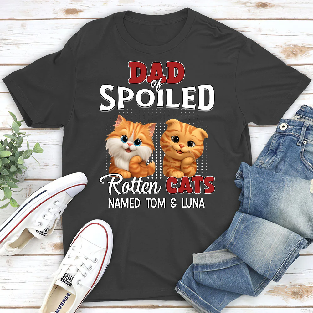 Thinking About My Spoiled Cats Dark Ver - Personalized Custom Unisex T-shirt - Image 4