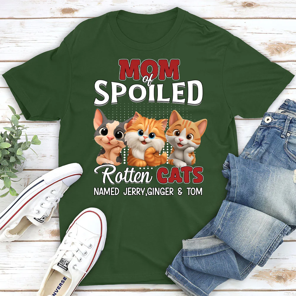 Thinking About My Spoiled Cats Dark Ver - Personalized Custom Unisex T-shirt - Image 5