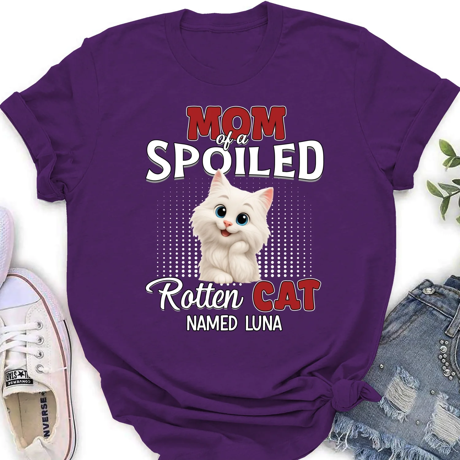 Thinking About My Spoiled Cats Dark Ver - Personalized Custom Women's T-shirt - Image 10