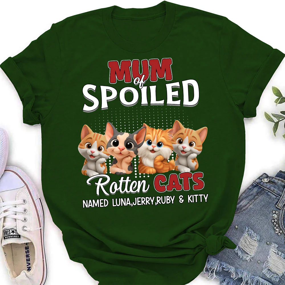Thinking About My Spoiled Cats Dark Ver - Personalized Custom Women's T-shirt - Image 5
