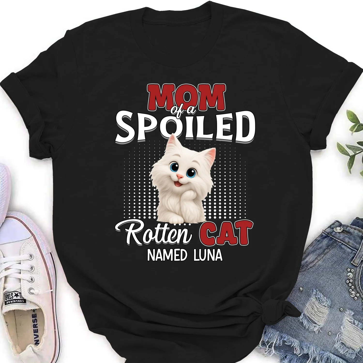 Thinking About My Spoiled Cats Dark Ver - Personalized Custom Women's T-shirt - Image 6