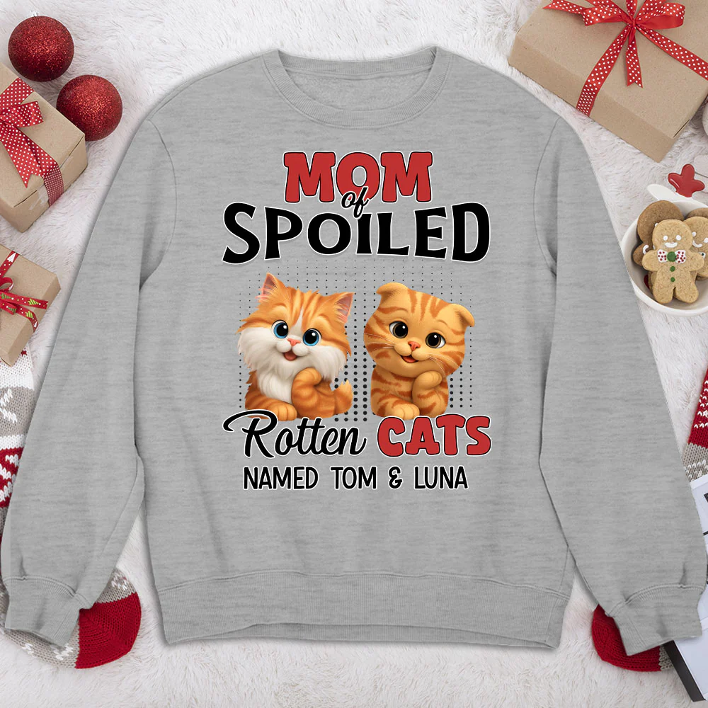 Thinking About My Spoiled Cats - Personalized Custom Sweatshirt - Image 2
