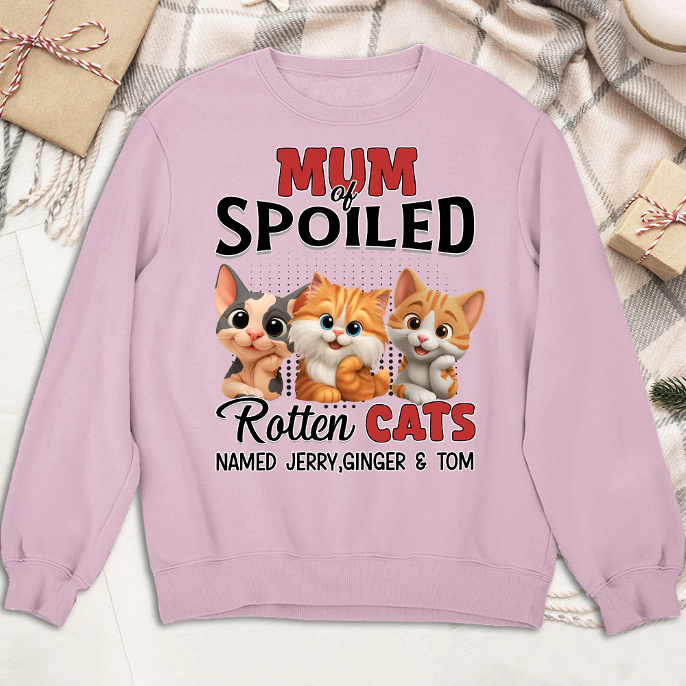 Thinking About My Spoiled Cats - Personalized Custom Sweatshirt - Image 3