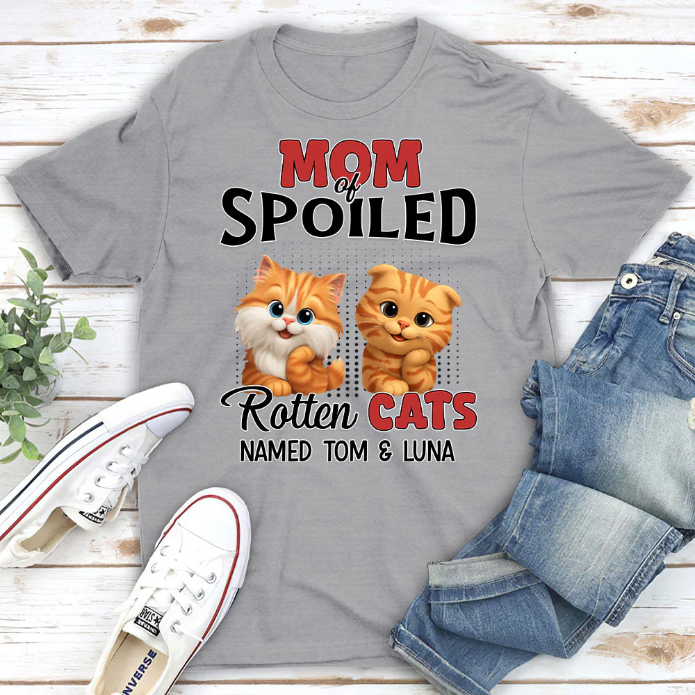 Thinking About My Spoiled Cats - Personalized Custom Unisex T-Shirt - Image 2