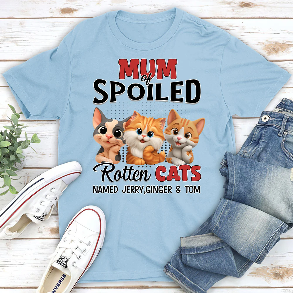 Thinking About My Spoiled Cats - Personalized Custom Unisex T-Shirt - Image 3