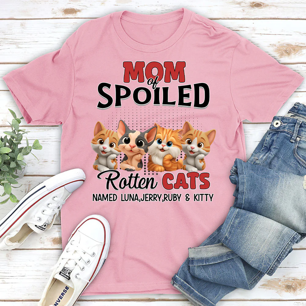 Thinking About My Spoiled Cats - Personalized Custom Unisex T-Shirt - Image 4