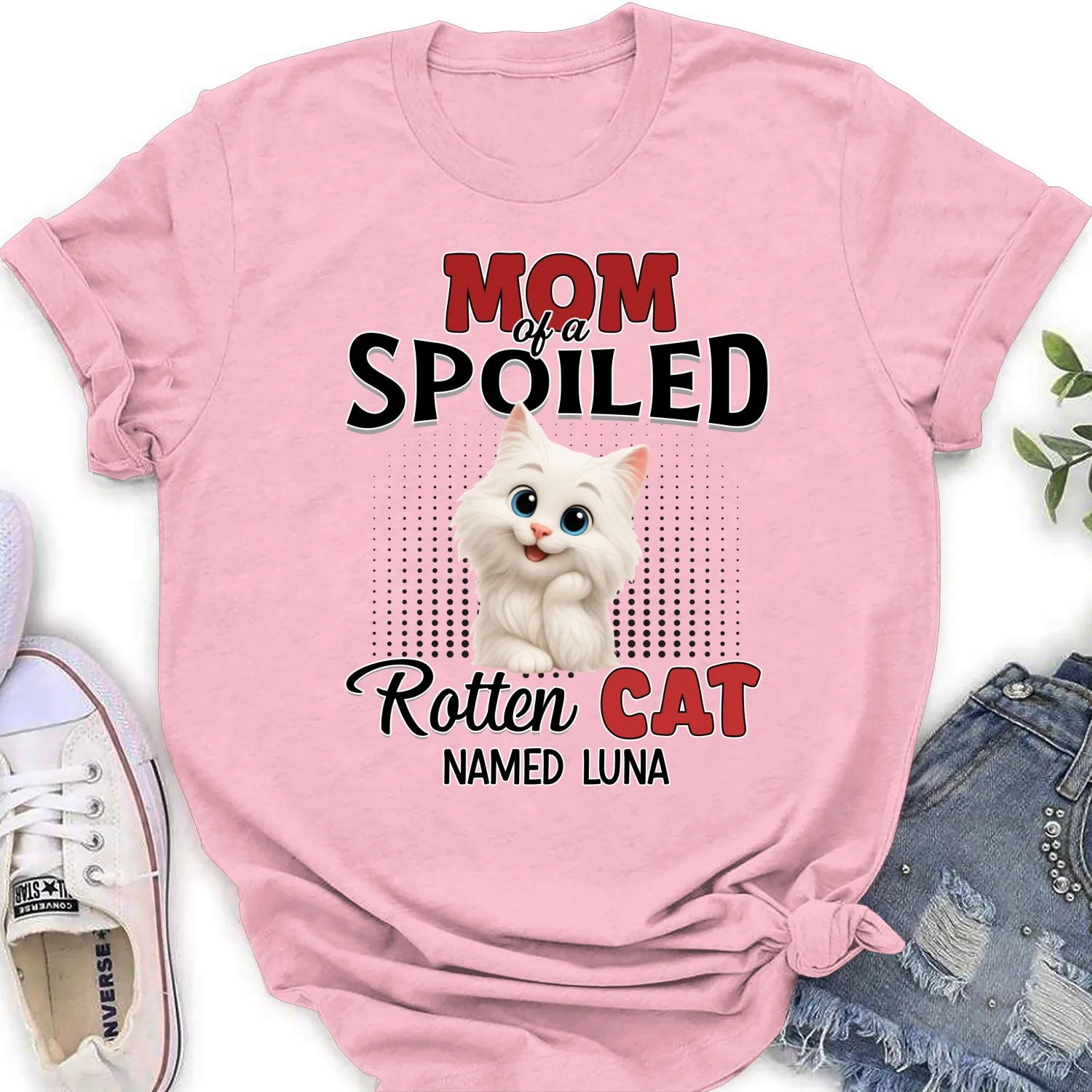 Thinking About My Spoiled Cats - Personalized Custom Women's T-shirt - Image 7