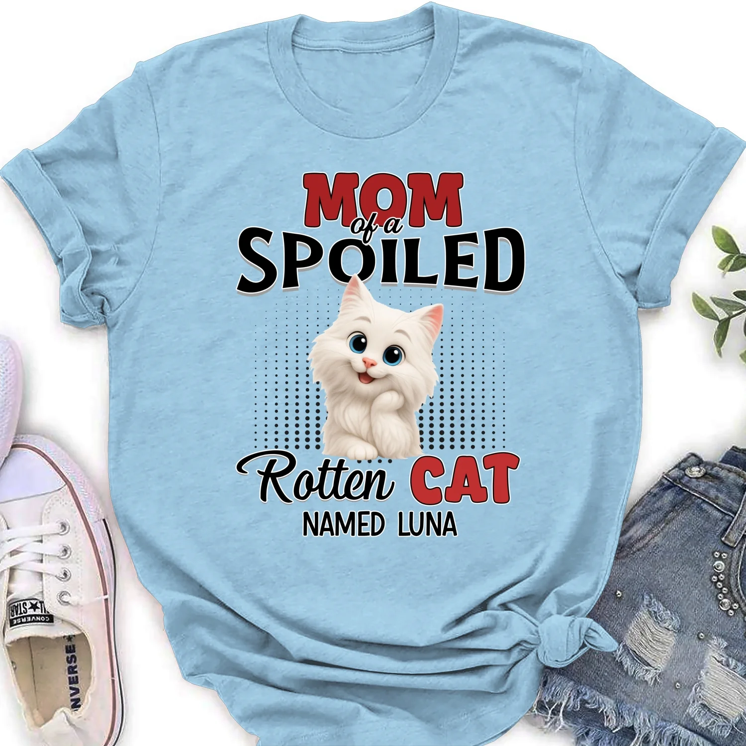 Thinking About My Spoiled Cats - Personalized Custom Women's T-shirt - Image 8
