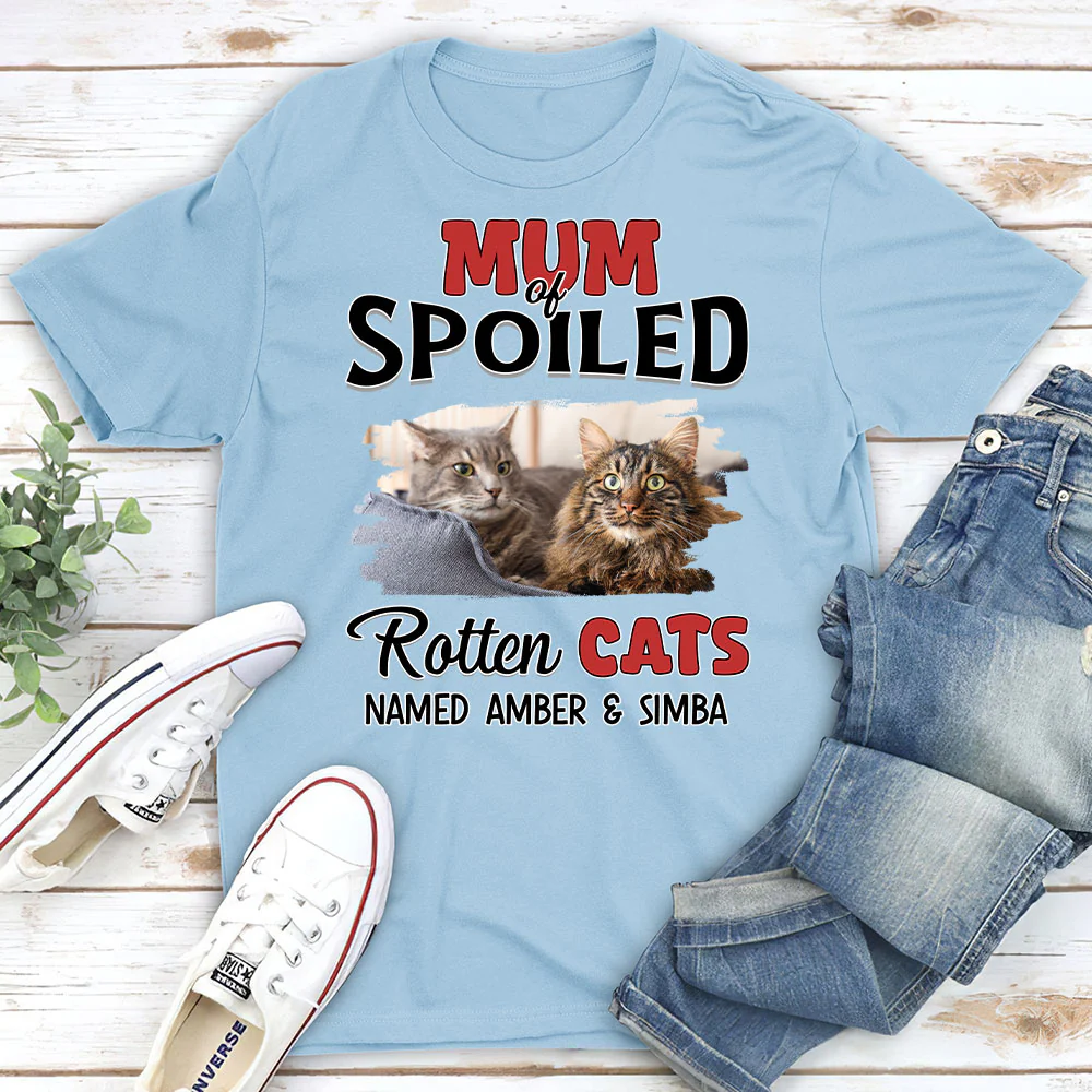 Thinking About My Spoiled Cats Photo - Personalized Custom Unisex T-Shirt - Image 3