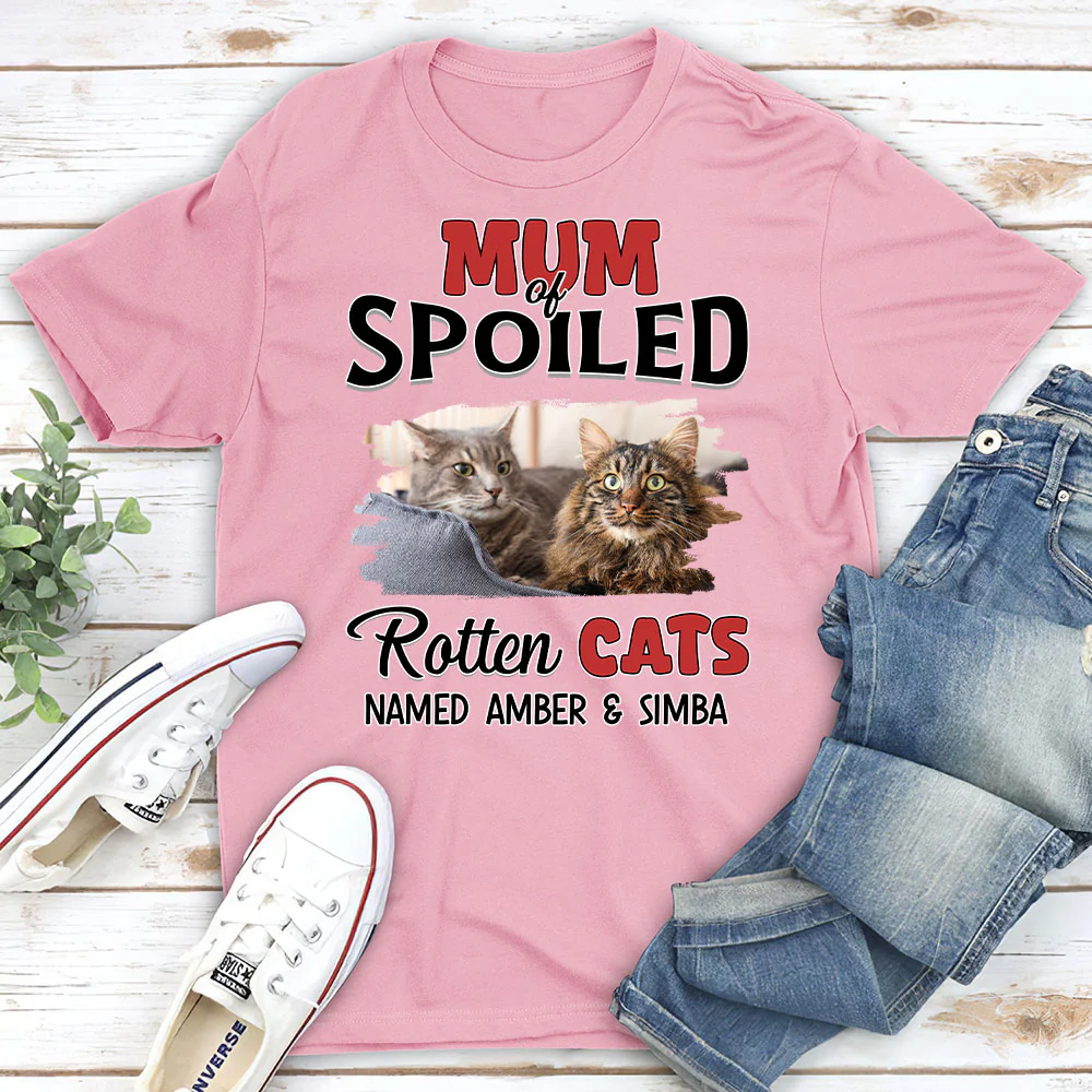 Thinking About My Spoiled Cats Photo - Personalized Custom Unisex T-Shirt - Image 4