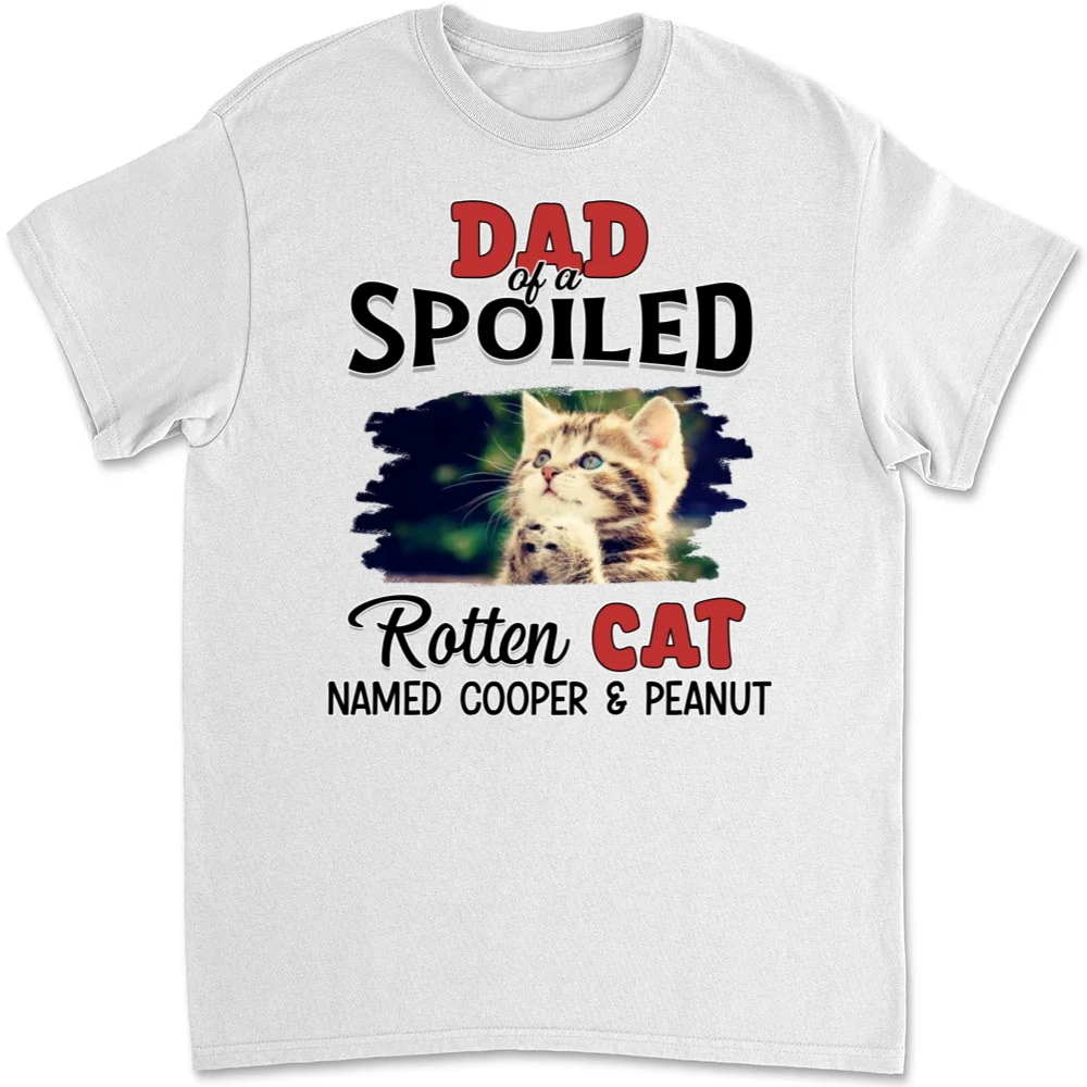 Thinking About My Spoiled Cats Photo - Personalized Custom Unisex T-Shirt - Image 5