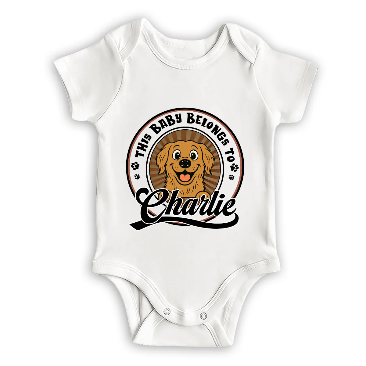 This Baby Belongs To Dogs Retro - Personalized Custom Baby Onesie