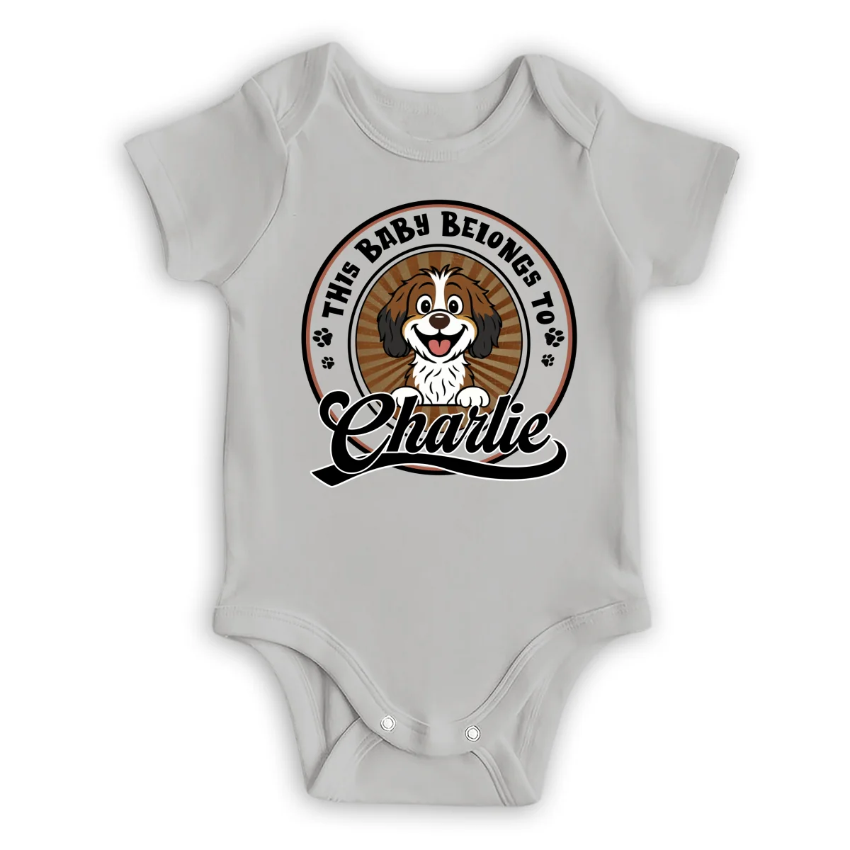 This Baby Belongs To Dogs Retro - Personalized Custom Baby Onesie - Image 8