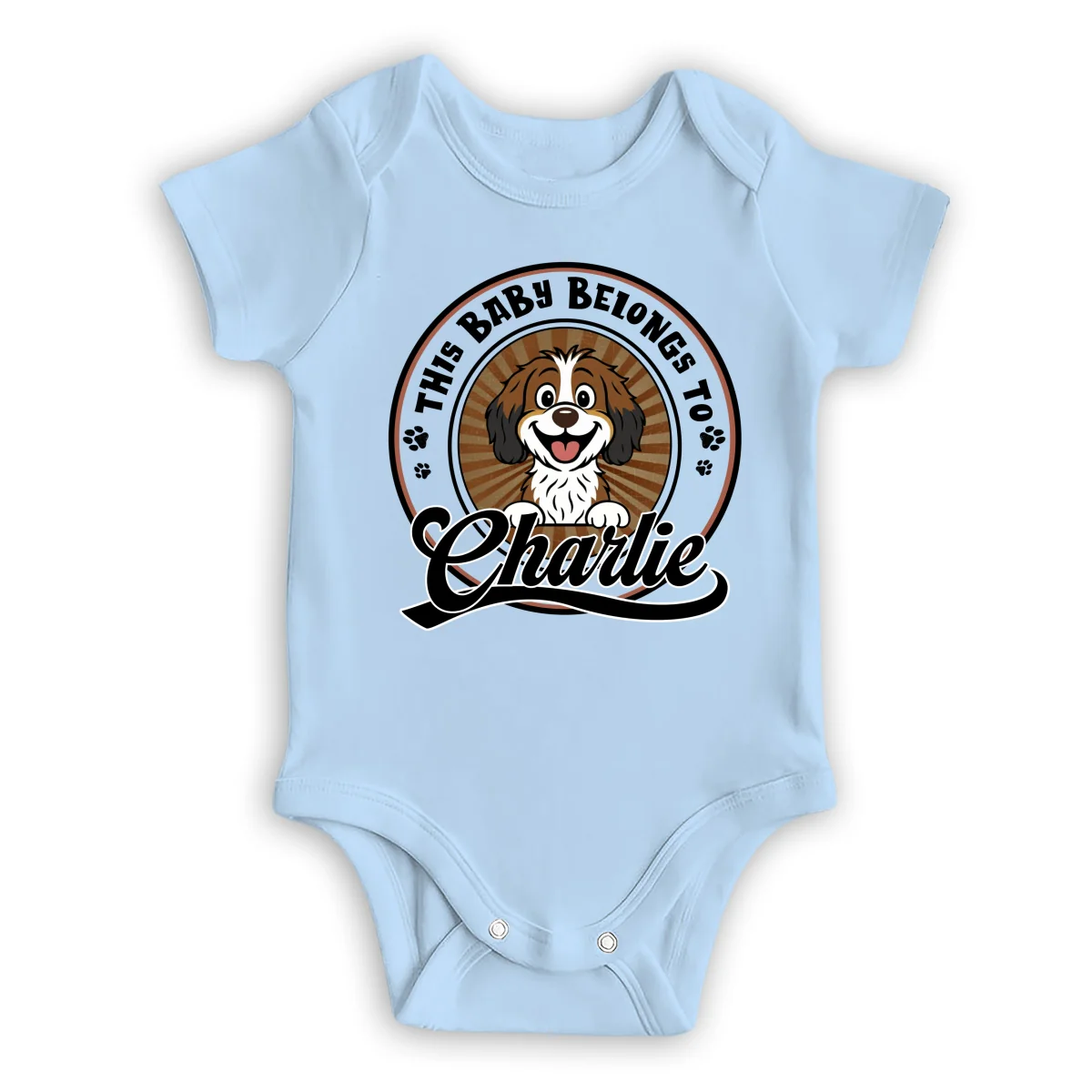 This Baby Belongs To Dogs Retro - Personalized Custom Baby Onesie - Image 9