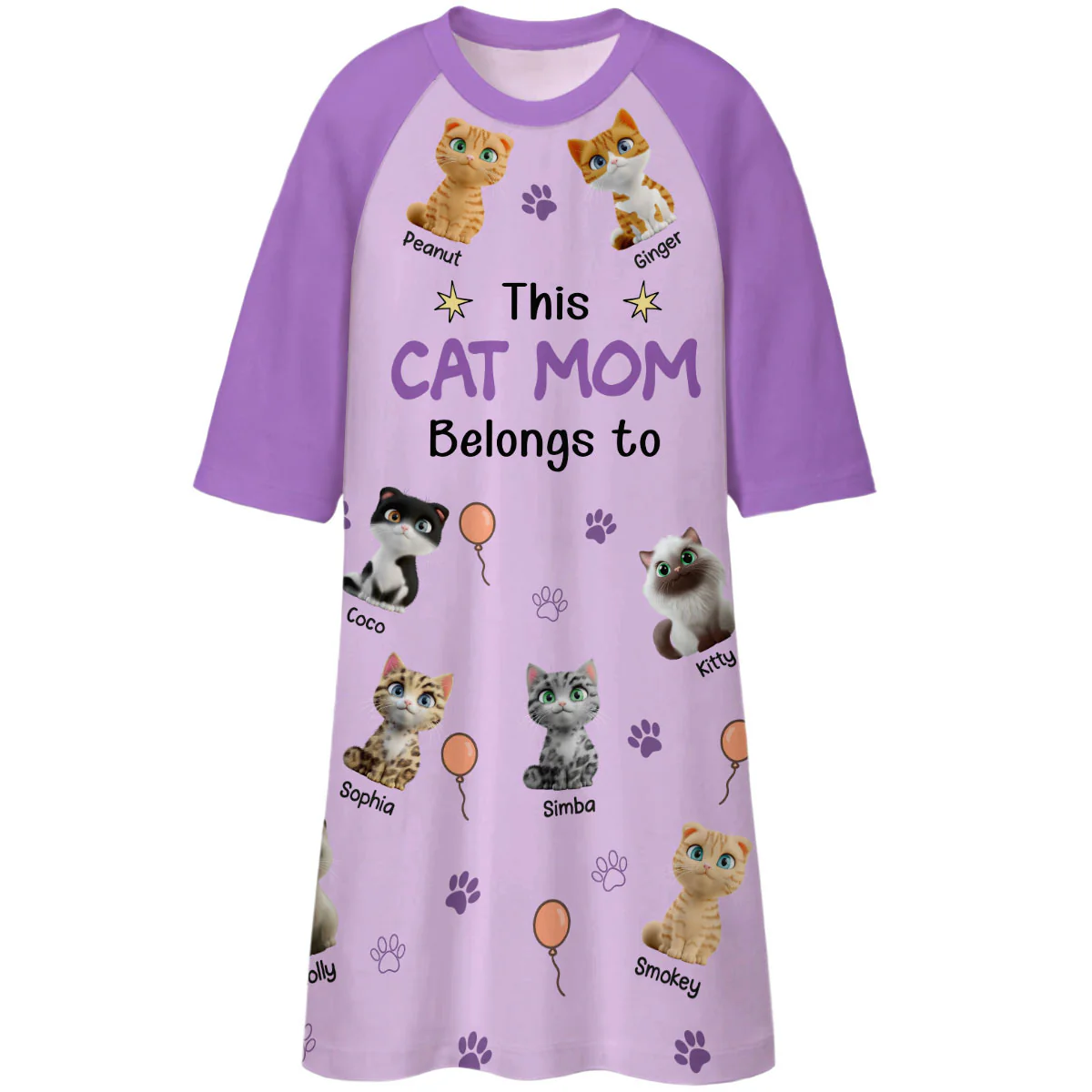 This Cat Mom Is Ours - Personalized Custom 3/4 Sleeve Dress