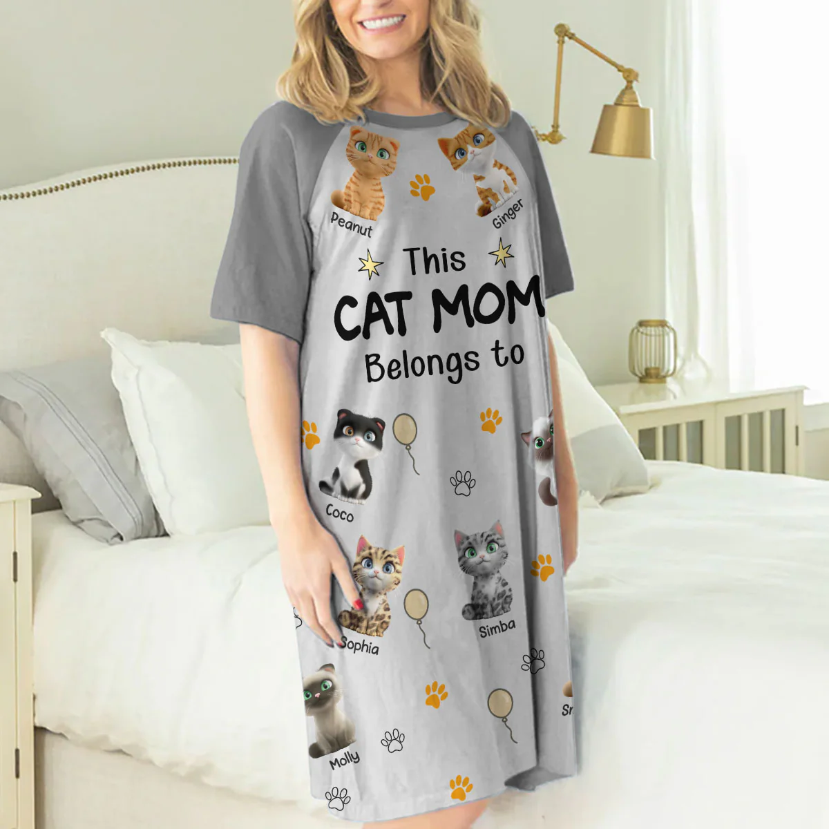 This Cat Mom Is Ours - Personalized Custom 3/4 Sleeve Dress - Image 4