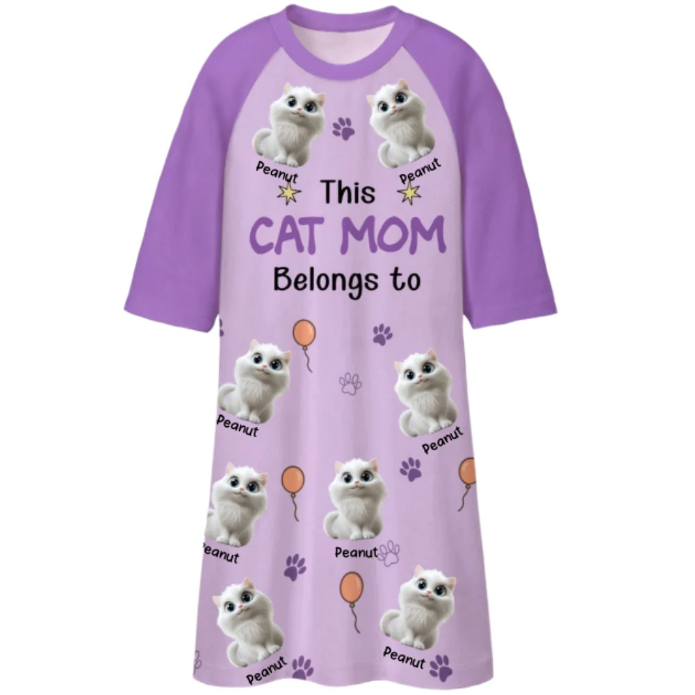 This Cat Mom Is Ours - Personalized Custom 3/4 Sleeve Dress - Image 7