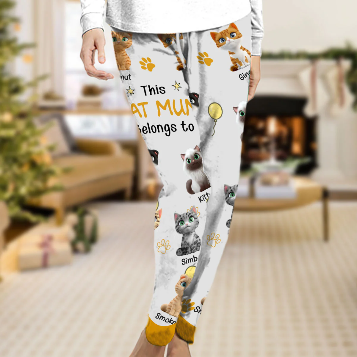 This Cat Mom Is Ours - Personalized Custom Pajama Pants - Image 2