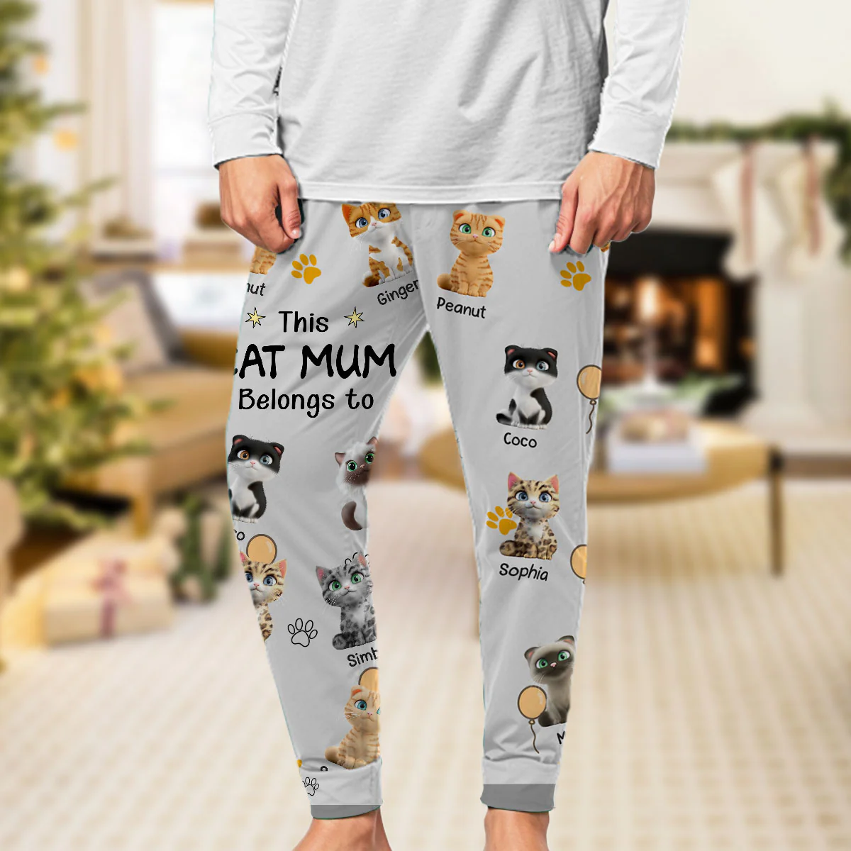 This Cat Mom Is Ours - Personalized Custom Pajama Pants - Image 3