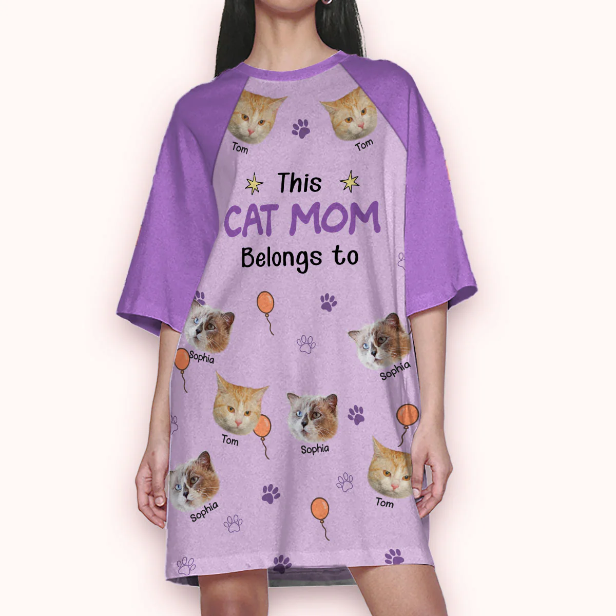 This Cat Mom Is Ours Photo - Personalized Custom 3/4 Sleeve Dress