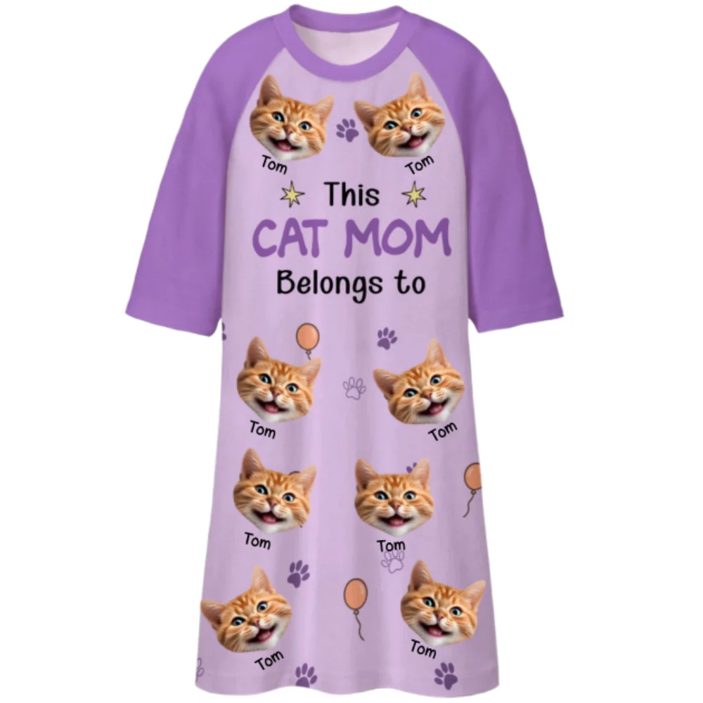 This Cat Mom Is Ours Photo - Personalized Custom 3/4 Sleeve Dress - Image 2
