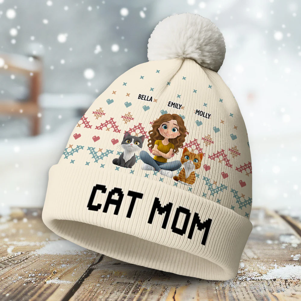 This Cozy Season With Cats - Personalized Custom Bobble Beanie Hat - Image 3