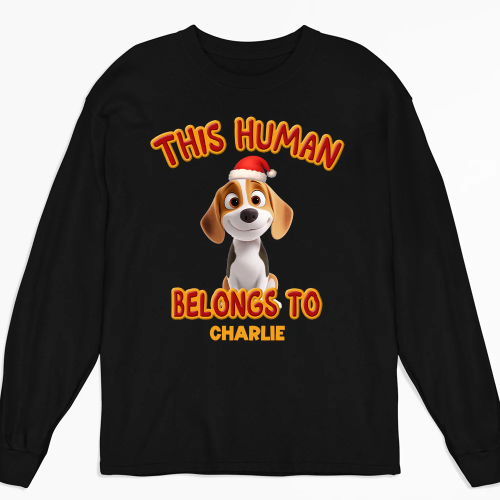 This Human Belongs To Lovely Dog Christmas - Personalized Custom Long Sleeve T-Shirt