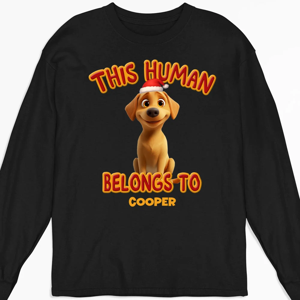 This Human Belongs To Lovely Dog Christmas - Personalized Custom Long Sleeve T-Shirt - Image 3