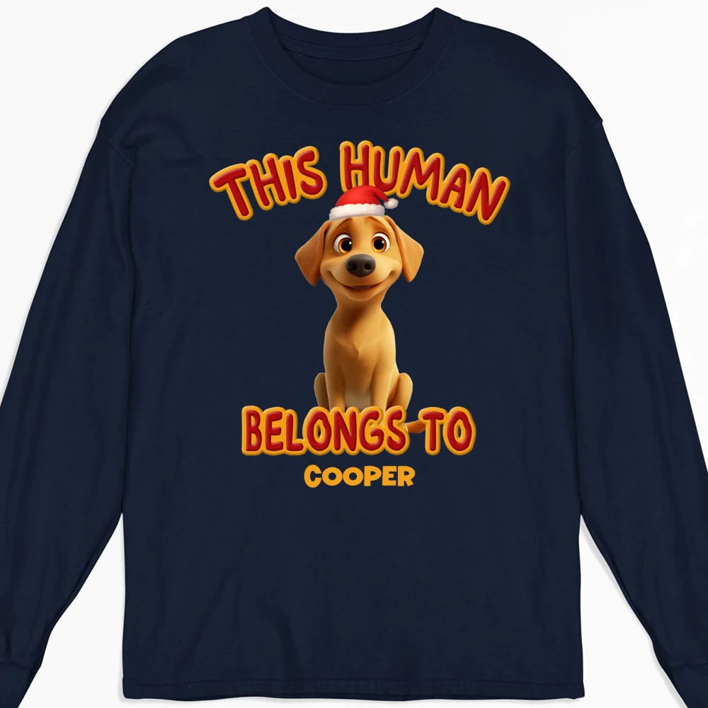 This Human Belongs To Lovely Dog Christmas - Personalized Custom Long Sleeve T-Shirt - Image 4